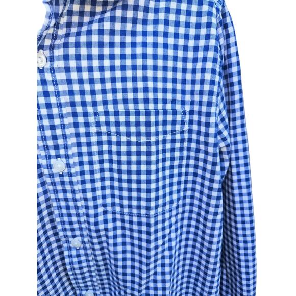 The Children's Place Boys Button Up Shirt, SIze 10/12, Blue and White Checke - Picture 3 of 8